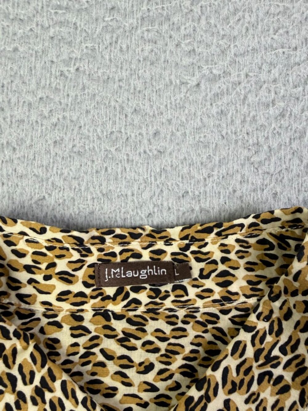J Mclaughlin top Womens Large Brown Animal Print Button Up Long Sleeve Cotton - Picture 8 of 8